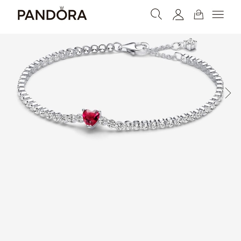 Pandora Silver Bracelet with Ruby Heart